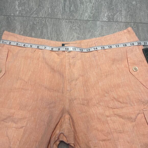 Lauren Ralph Lauren 18W Tangerine 100% Linen Cargo Pockets Beachy Coastal Comfy - Picture 3 of 10